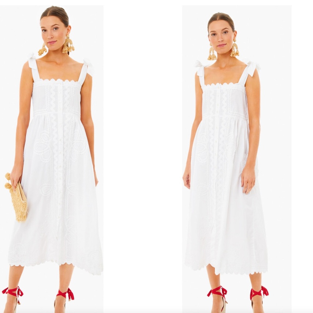 Juliet Dunn White Embroidered Dress